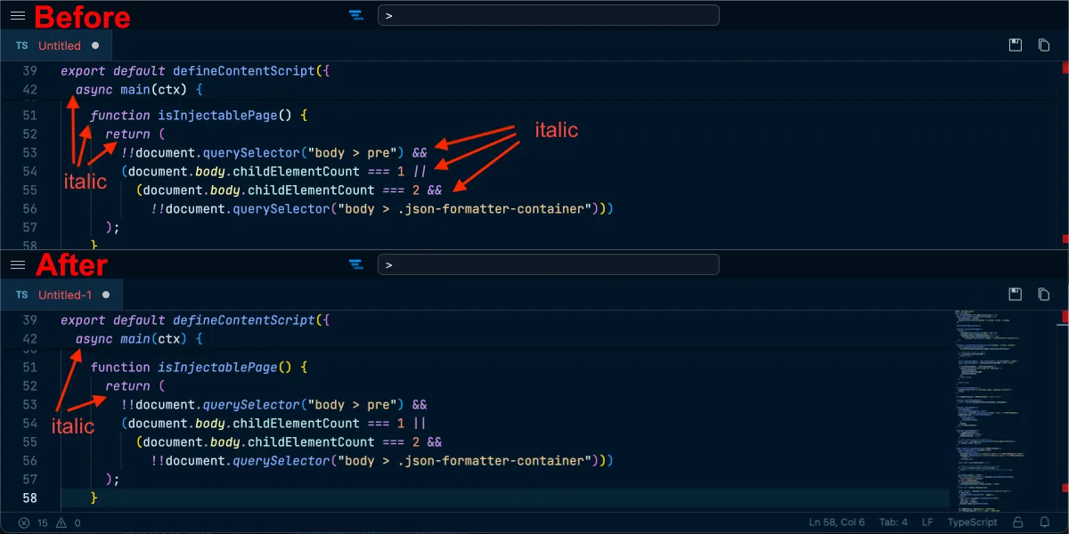 Improved syntax highlighting with styled tokens